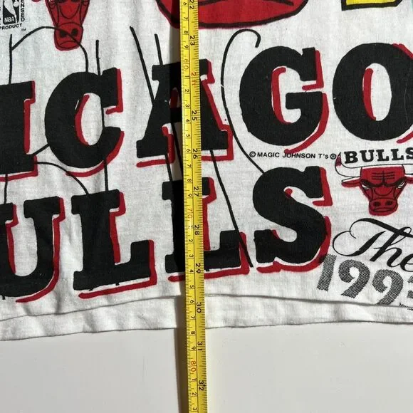Rare VTG MAGIC JOHNSON Chicago Bulls 1993 World Champs All Over T Shirt 90s XL